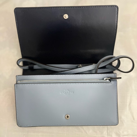 Coach Blue/Black Embossed Leather Hayden Crossbody Clutch - Picture 3 of 3